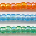Runde japanische Rocailles, Glas, Regenbogen, transluzent, keine, Grad AAA, 2x3mm, Bohrung:ca. 1mm, ca. 13000PCs/Tasche, verkauft von Tasche