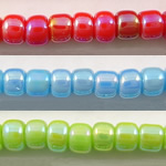 Runde japanische Rocailles, Glas, Regenbogen, Volltonfarbe, keine, Grad AAA, 2x3mm, Bohrung:ca. 1mm, ca. 13000PCs/Tasche, verkauft von Tasche
