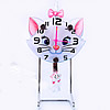 Table Watch Decoration, PC Plastic, with Glass & Zinc Alloy, Cat, platinum color plated, approx 190mm 