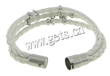 Cowhide Bracelets, with 316 Stainless Steel, more colors for choice, 3x7mm, 10mm, 8mm, 4mm, Sold By Strand