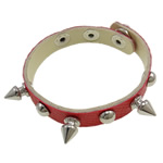 PU Leather Cord Bracelets, Zinc Alloy, with PU Leather, with rivet stud, red, nickel, lead & cadmium free, 12mm Inch 