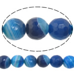 Natürliche Streifen Achat Perlen, rund, Kundenindividuell & Weitere Größen für Wahl & facettierte, blau, Bohrung:ca. 1-1.5mm, Länge:ca. 15 ZollInch, verkauft von Strang