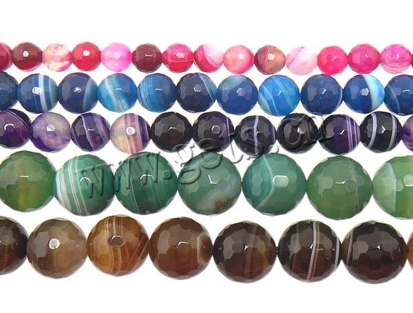Natürliche Streifen Achat Perlen, rund, Kundenindividuell & Weitere Größen für Wahl & facettierte, gemischte Farben, Bohrung:ca. 1-1.5mm, Länge:ca. 15 ZollInch, verkauft von Strang