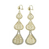 Rhinestone Brass Drop Earring, Teardrop, gold color plated, with rhinestone & hollow Approx 3.6 Inch 