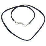 Cowhide Necklace Cord, brass lobster clasp, with 1.5Inch extender chain, platinum color plated Approx 18 Inch 