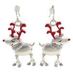Enamel Zinc Alloy Drop Earring, iron earring hook, Christmas Reindeer, nickel, lead & cadmium free 