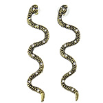 Zinc Alloy Rhinestone Drop Earring, stainless steel post pin, Snake, with rhinestone, nickel, lead & cadmium free 