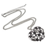 Zinc Alloy Iron Chain Necklace, with iron chain, Heart, with rhinestone, nickel, lead & cadmium free .5 Inch 