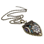 Zinc Alloy Iron Chain Necklace, with iron chain, Heart, antique bronze color plated, enamel, nickel, lead & cadmium free Inch 