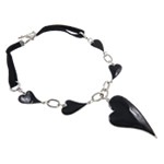 Cowhide Jewelry Necklace, with Zinc Alloy, enamel, black, nickel, lead & cadmium free Inch 