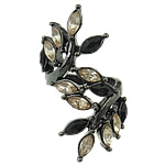 Resin Zinc Alloy Finger Ring, Leaf, with resin rhinestone, nickel, lead & cadmium free Approx 17mm, US Ring .5 