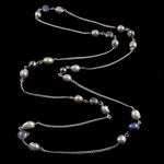 Collar de Perlas Natural de Freshwater, Perlas cultivadas de agua dulce, con fundición, sarta sola, 7-8mm, longitud:35.4 Inch, Vendido por Sarta