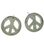 Zinc Alloy Stud Earring, stainless steel post pin, Peace Logo, nickel, lead & cadmium free 