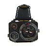 Zinc Alloy Watch Bracelet, with PU Leather & Glass, plated, with compass & with thermometer, black Approx 10 Inch 