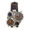 alliage de zinc bracelet de montre, avec cuir PU & verre, Placage de couleur platine, avec boussole & avec thermomètre 23mm Environ 10 pouce, Vendu par PC
