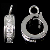 Stainless Steel Fold over Clasp, 304 Stainless Steel, Donut, with rhinestone, original color Approx 2.5mm 