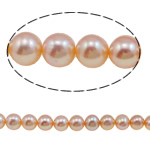 Perles de nacre rondes de culture d'eau douce, perle d'eau douce cultivée, naturel, rose, grade AAA, 9-10mm Environ 0.8mm pouce, Vendu par brin