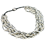Collier de perles d'eau douce naturelles, corde en nylon, 8 brins & avec les perles, 7-10mm pouce, Vendu par brin