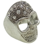Rhinestone Zinc Alloy Finger Ring, Skull, plated, Customized & with rhinestone nickel, lead & cadmium free Approx 18.5mm, US Ring .5 
