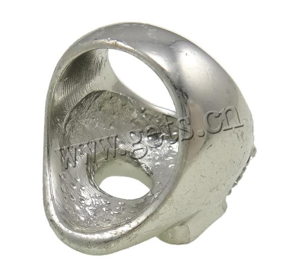 Anillo de dedo de aleación de Zinc, Calavera, chapado, Modificado para requisitos particulares & con diamantes de imitación, más colores para la opción, libre de níquel, plomo & cadmio, 31x24x26mm, agujero:aproximado 18.5mm, tamaño:8.5, Vendido por UD
