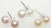 Freshwater Pearl Stud Earring, brass post pin, Dome mixed colors, Grade A 