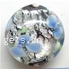 Foil Silver Lampwork Beads, Flat round 