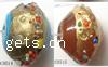 Gold Foil Lampwork Beads, Rondelle, colorful dot pattern, more colors for choice, 18x13mm, Sold by PC