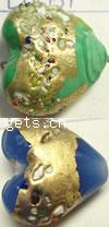 Gold Foil Lampwork Beads, Heart, bumpy style, more colors for choice, 21x21x10mm, Sold by PC