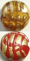 Gold Foil Lampwork Beads, flat round 