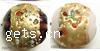 Gold Foil Lampwork Beads, flat round 