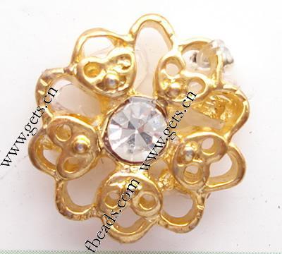Rhinestone Zinc Alloy Connector, Flower, with rhinestone & 2-strand, more colors for choice, 13mm, Sold By PC