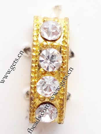 Bridge Rhinestone Spacer, with Zinc Alloy, Rectangle, plated, 2-strand, more colors for choice, 4x15mm, Sold By PC
