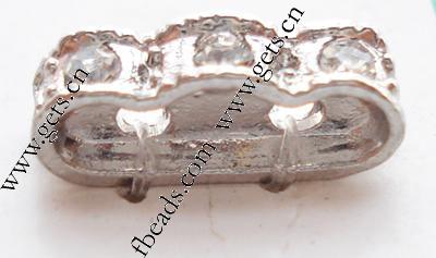 Bridge Rhinestone Spacer, with Zinc Alloy, plated, 2-strand, more colors for choice, 4x12mm, Sold By PC