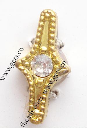 Rhinestone Spacer Bar, with Zinc Alloy, Cross, plated, 2-strand, more colors for choice, nickel free, 7x15mm, Sold By PC