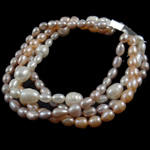 Perlen Armbänder, Natürliche kultivierte Süßwasserperlen, Messing Schnappschließe, natürlich, 4-5mm,7-8mmm, Länge:7.5 , verkauft von Strang