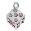 Zinc Alloy Rhinestone Pendants, Cube, plated, Customized & with rhinestone nickel, lead & cadmium free Approx 2mm 
