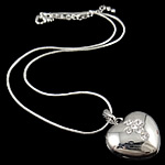 Zinc Alloy Iron Chain Necklace, with iron chain, Heart, plated, Customized & with rhinestone nickel, lead & cadmium free .5 Inch 