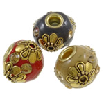 Indonesia Jewelry Beads, with Zinc Alloy, Drum, with rhinestone & large hole cadmium free Approx 3.5mm 