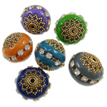 bijoux de perles d'Indonésie, Indonésie, avec alliage de zinc, tambour, avec strass, plus de couleurs à choisir, sans cadmium Environ 2mm, Vendu par PC