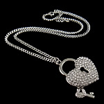 Zinc Alloy Iron Chain Necklace, with iron chain, plated, Customized & with rhinestone nickel, lead & cadmium free .5 Inch 