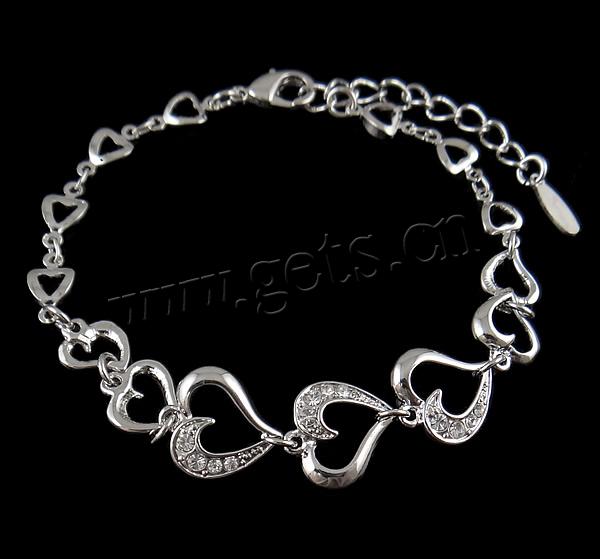 Zinc Alloy Rhinestone Bracelets, zinc alloy lobster clasp, plated, Customized & with rhinestone, more colors for choice, nickel, lead & cadmium free, 13x12x2mm, Length:7.5 Inch, Sold By Strand