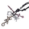 Cowhide Jewelry Necklace, with Zinc Alloy, Gecko, plated, adjustable & with rhinestone, 23-48cm Approx 15-20 Inch 