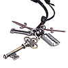 Cowhide Jewelry Necklace, with Zinc Alloy, Key, plated, adjustable & with letter pattern, 23-48cm Approx 15-20 Inch 