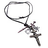 Cowhide Jewelry Necklace, with Zinc Alloy, Crucifix Cross, plated, adjustable, 23-48cm Approx 15-20 Inch 