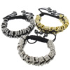 Brass Woven Ball Bracelets, with Nylon Cord & Hematite, with rhinestone 8mm Approx 6-10 Inch 
