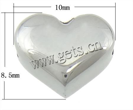 Stainless Steel Beads, 304 Stainless Steel, Heart, Customized, original color, 10x8.5x5.5mm, Hole:Approx 2mm, Sold By PC