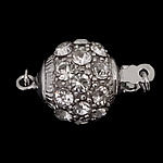 Sterling Silver Box Clasp, 925 Sterling Silver, Round, plated, with cubic zirconia & single-strand 