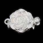 Sterling Silver Box Clasp, 925 Sterling Silver, Flower, plated, single-strand 
