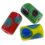 Lampwork Beads, Tube, handmade, with round spot pattern Approx 2mm 
