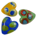 Lampwork Beads, Heart, handmade, with round spot pattern Approx 2mm 